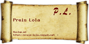 Preis Lola névjegykártya